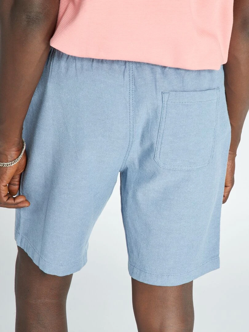 Bermuda uni à taille élastiquée   Bleu