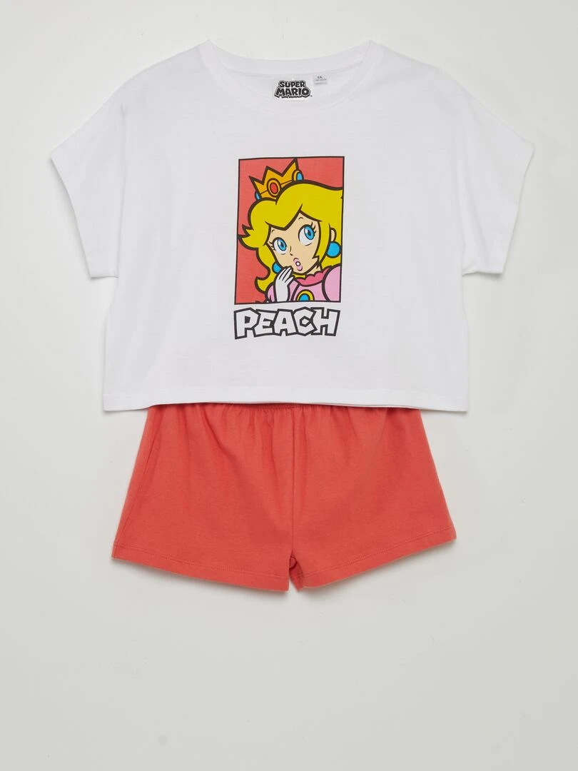 Ensemble de pyjama court 'Peach' 2 pièces Blanc