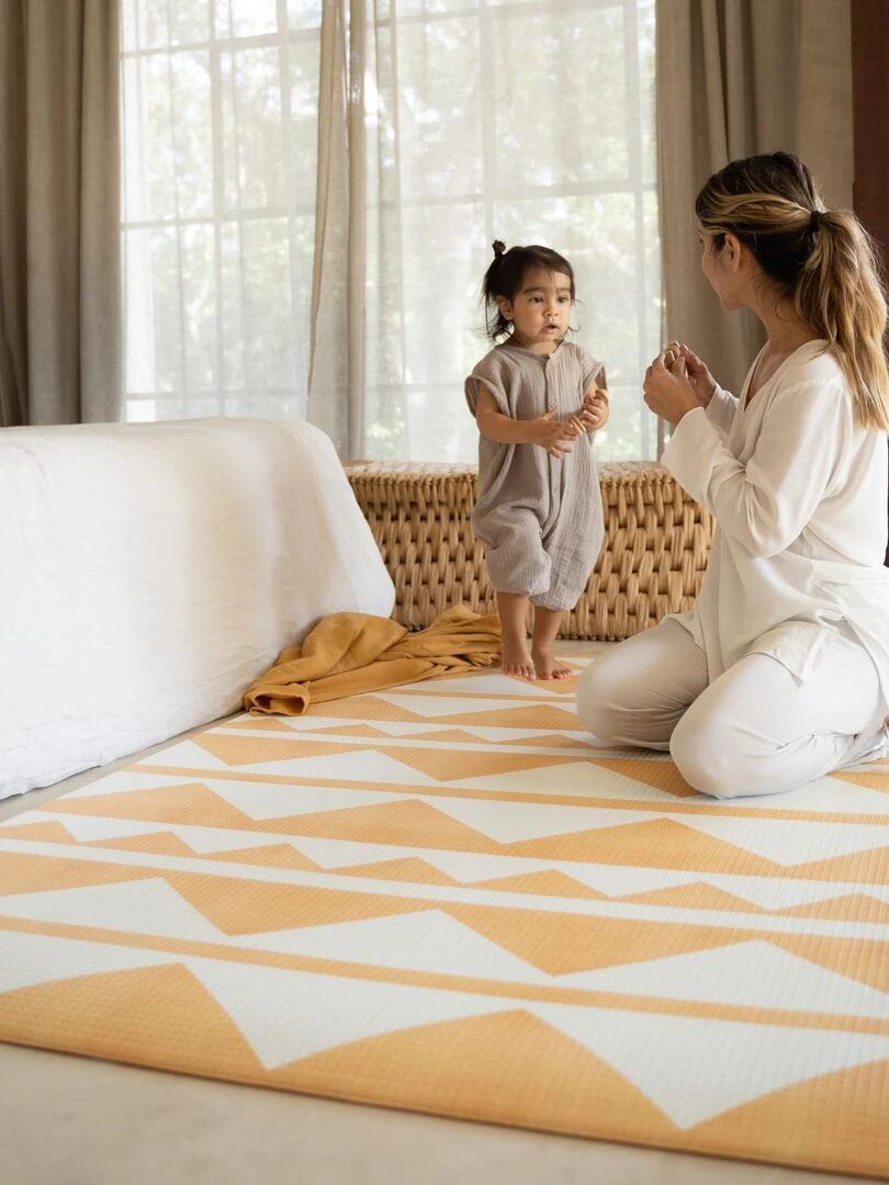 Tapis de jeu enfant REVERSIBLE design TRIBECA SAHARA SUN   Marron cappuccino
