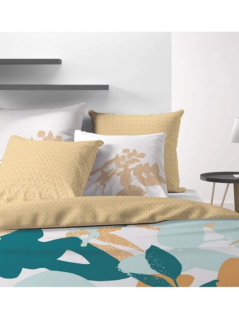 Housse de couette 260x240 Izia Fresh + 2 taies 100% coton 57 fils Jaune