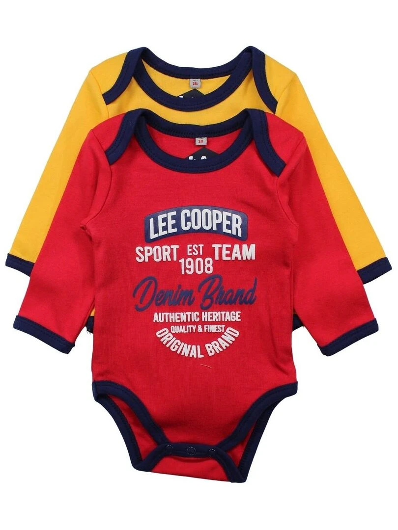Lee Cooper Lot de 2 bodys bébé garçon en coton Rouge