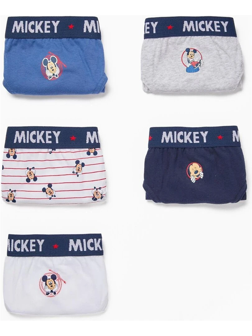 Lot 5 Slips en Coton Garçon 'Mickey II' DISNEY Multicolore