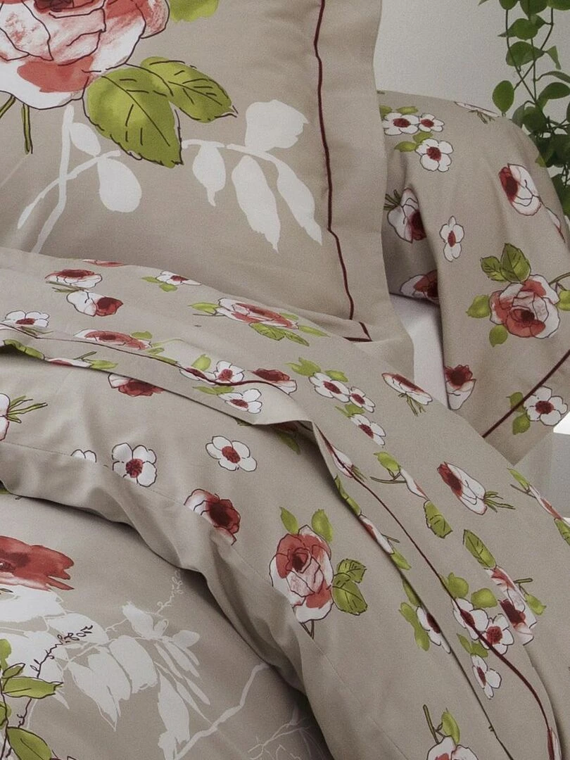 Parure de draps 4 pièces esprit champêtre Beige clair