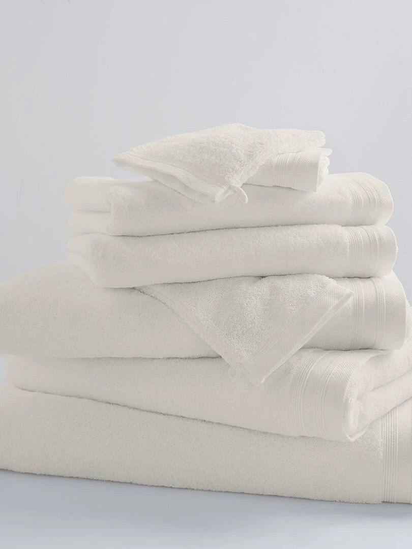 Lot de 6 Gants De Toilette Unis et Colorés Blanc cassé