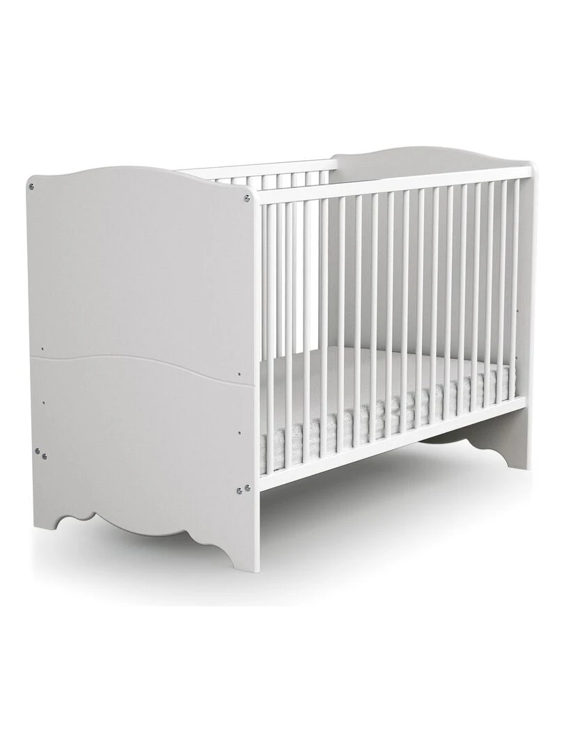 AT4 Lit bébé en bois MARELLE Blanc 60 x 120 cm Blanc