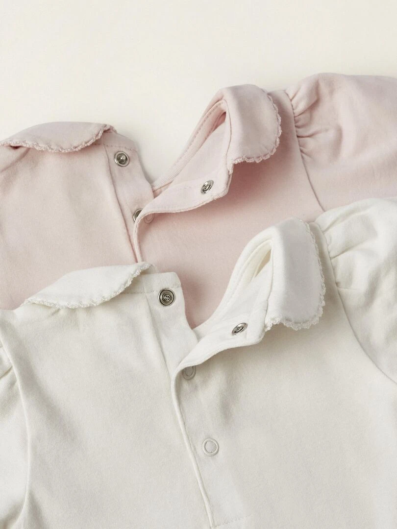 Pack 2 Bodies en coton pour Nouveau né manches longues ATLANTIC COMPANY   Rose clair