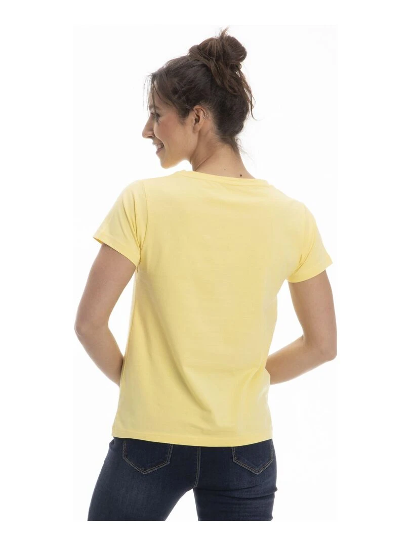T shirt col v TINA   Gérard Pasquier   Jaune
