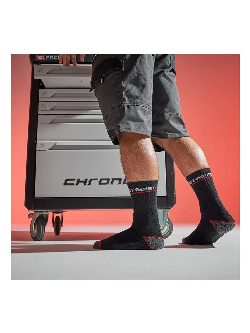 Lot de 6 Paires de Chaussettes longues de travail homme Red Facom   Noir