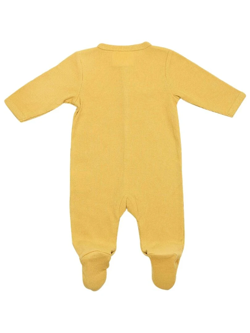 Pyjama bébé maille côtelée en coton   Moutarde