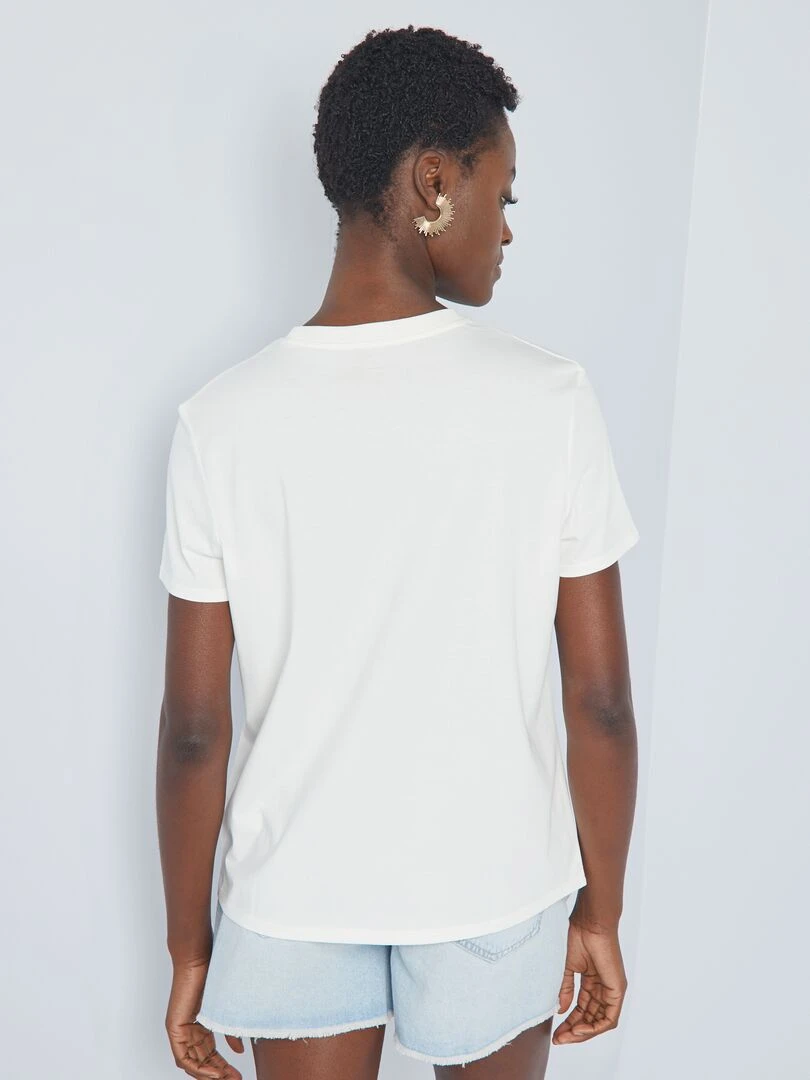 T shirt uni en jersey   BLANC