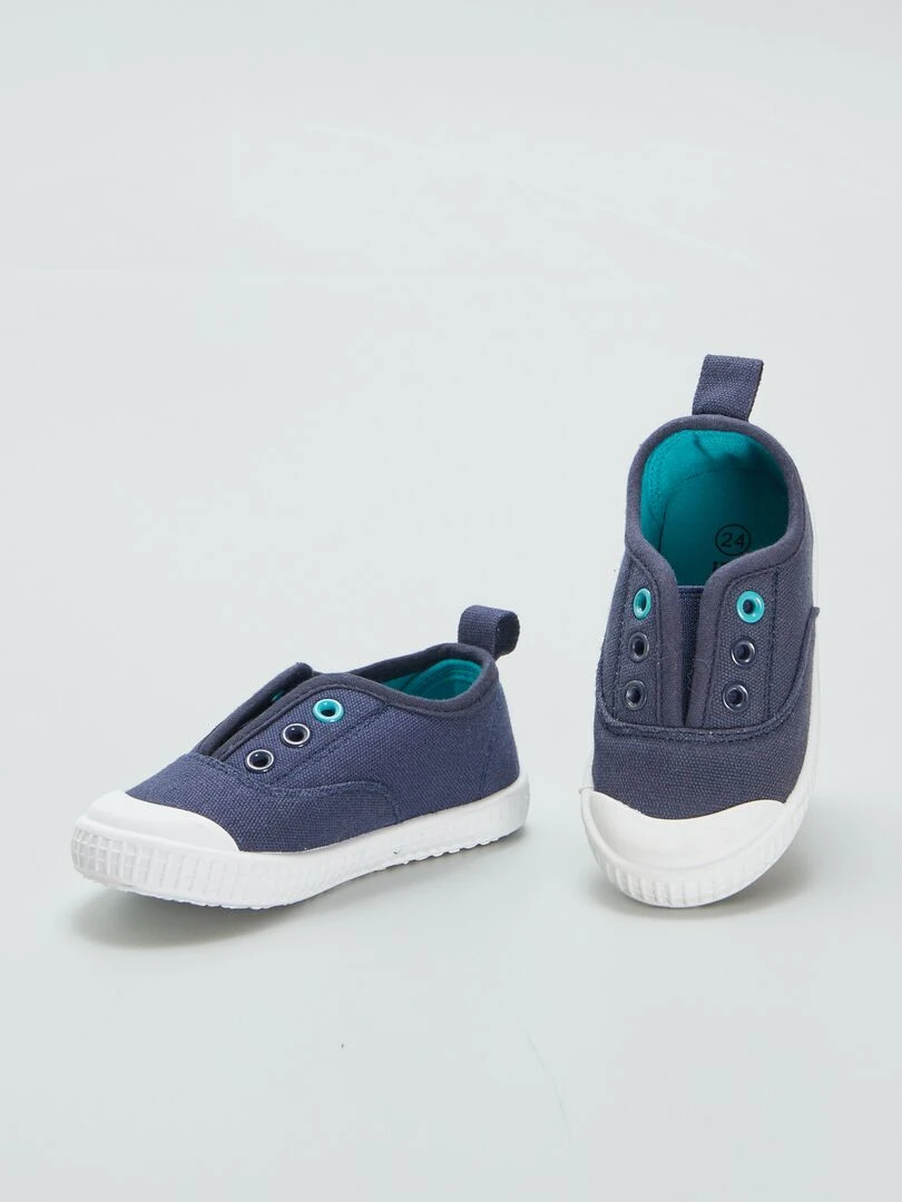 Baskets basses en toile sans lacets   Bleu