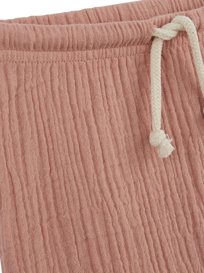 Pantalon bébé en gaze de coton Para   Rose