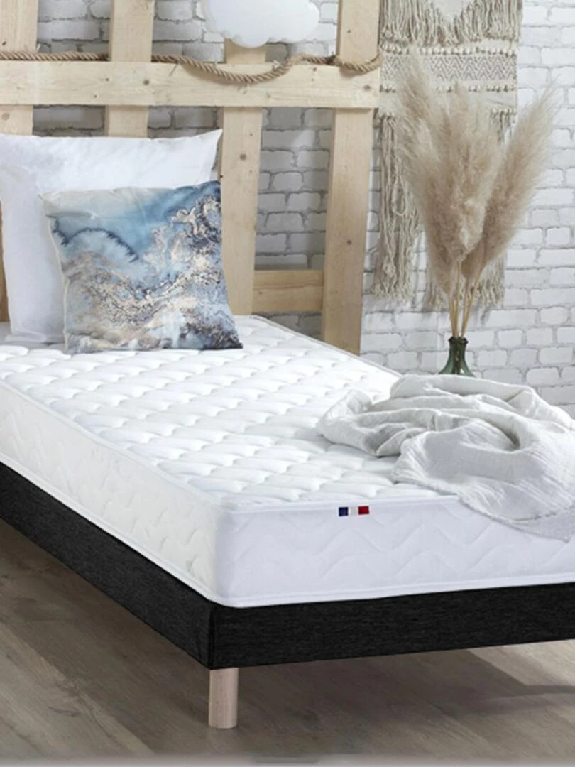 Ensemble Matelas accueil Latex 3 zones INITIAL Bi Confort Mousse & Latex + Sommier Sommier Noir Noir Blanc