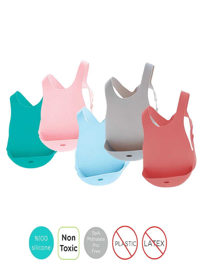 Bavoir récupérateur en silicone   Gris