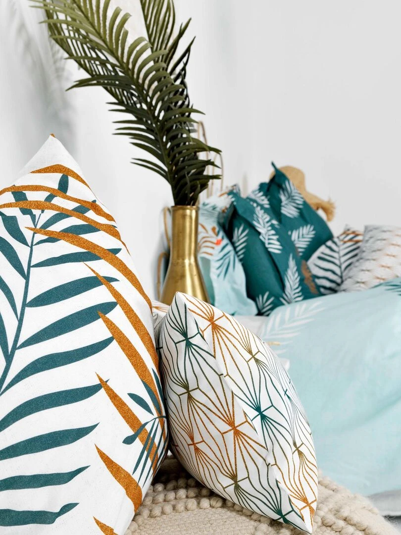 Housse de couette Foliage mint "Happyfriday"   Blanc