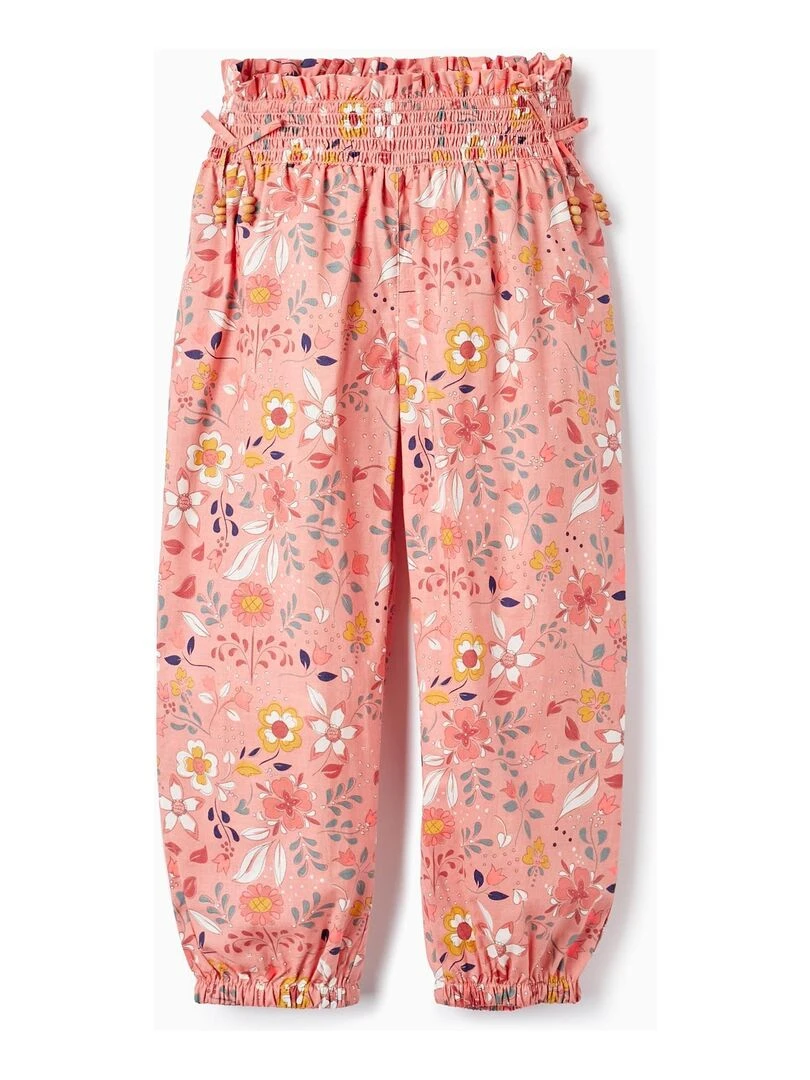 Pantalon En Coton À Motif Floral Pour Fille Orange clair