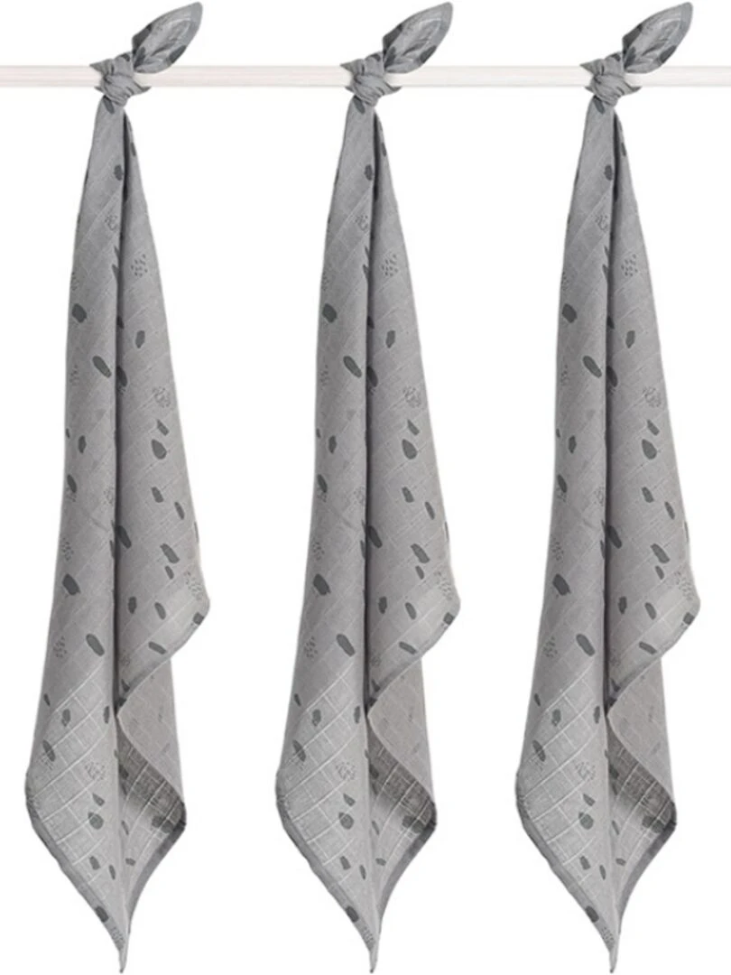 Lot De 3 Langes Hydrophiles Spot Storm Grey Gris (70 X 70 Cm) Gris