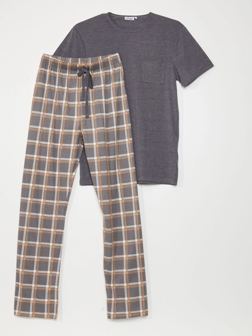 Ensemble pyjama t shirt + pantalon 2 pièces Marron