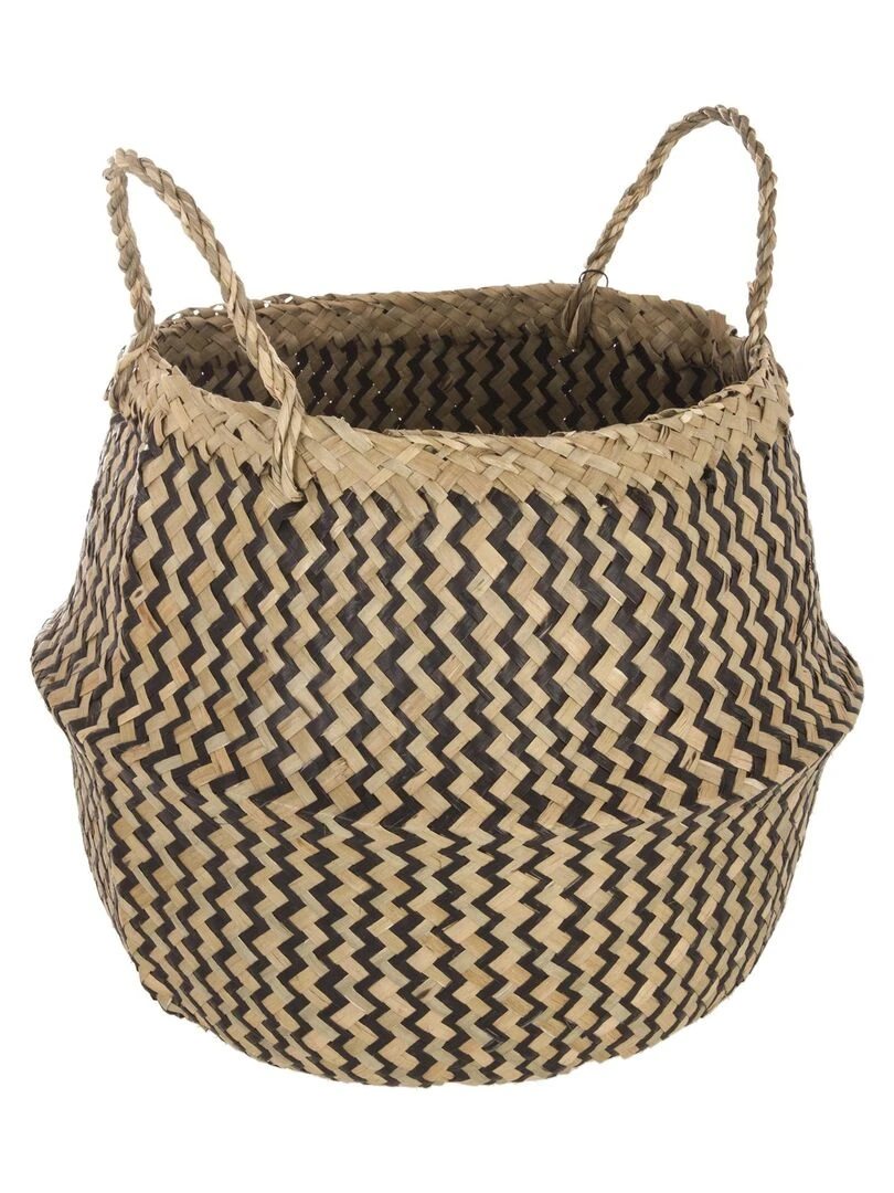 Panier tressé motif contrasté Noir