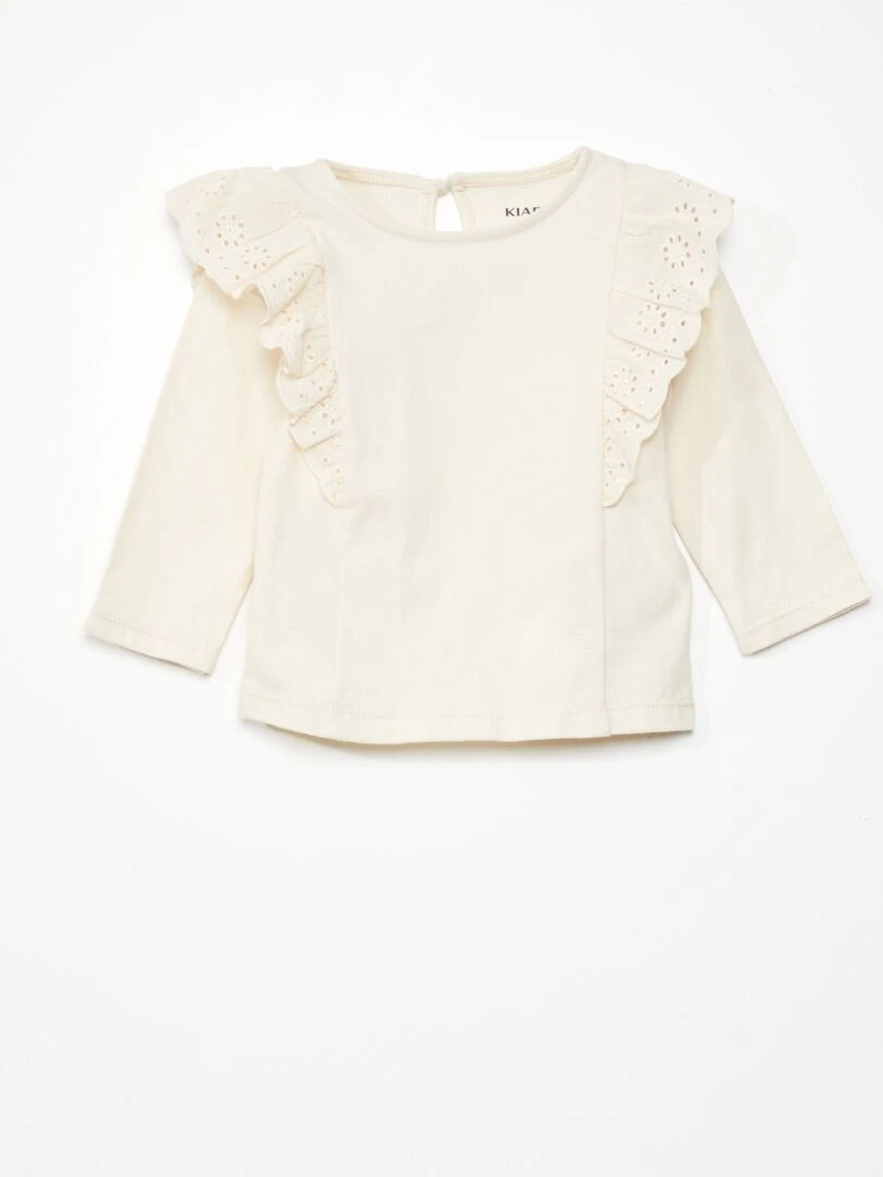 Ensemble blouse + pantalon paper bag   2 pièces   Beige/noir