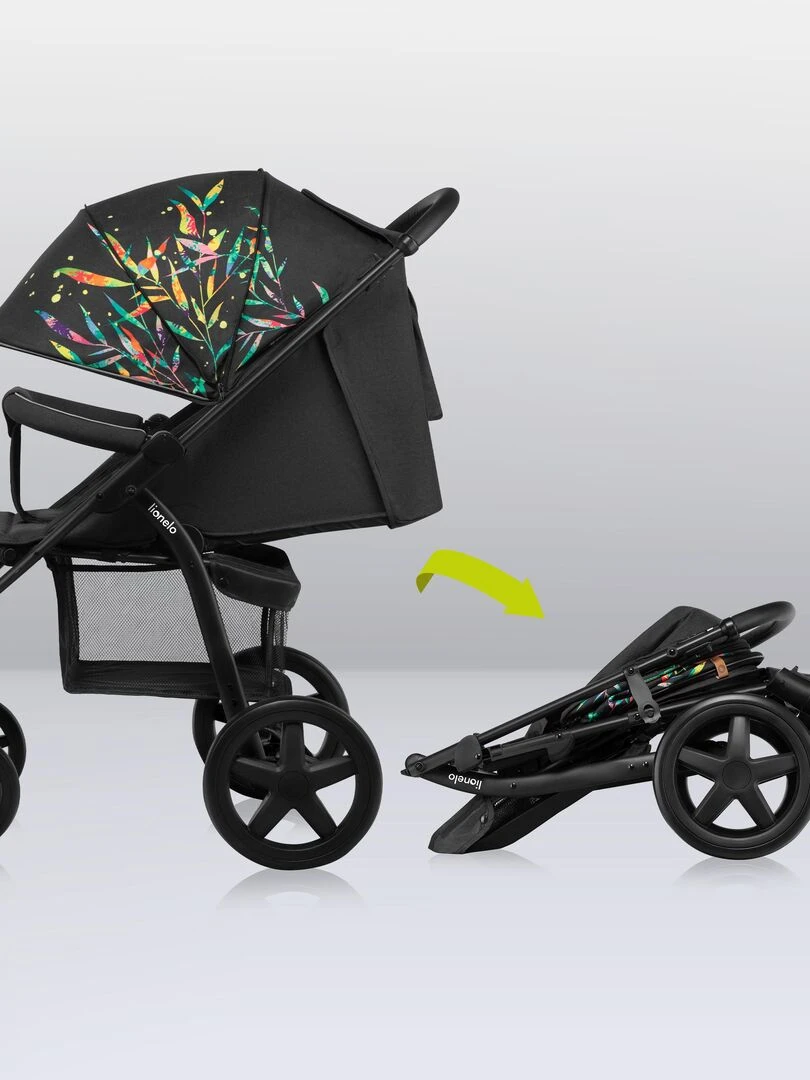 LIONELO Annet Plus   Poussette canne universelle   Jusqu'à 22 kg   Dreamin'   Noir Vert Bleu