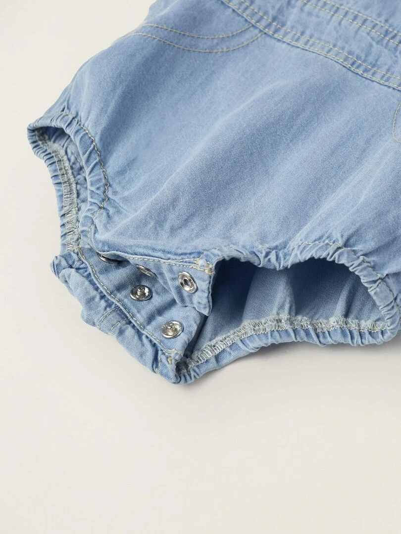 Salopette Courte En Jean En Coton Pour Nouveau Né manches longues NATURE TAKEOVER   Bleu clair