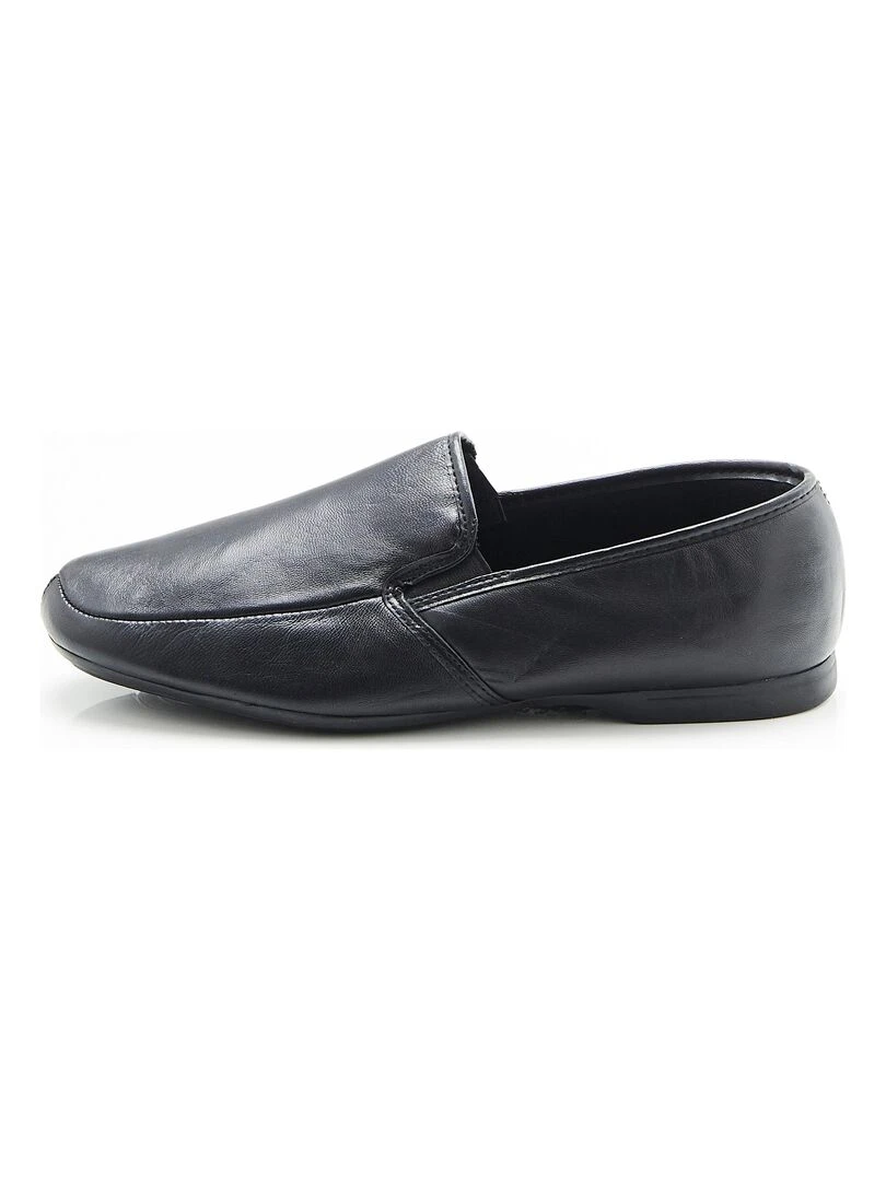Pantoufles dessus cuir Damart Noir