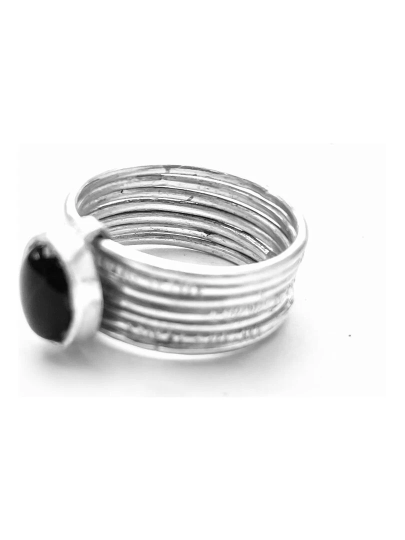 Bague semainier touareg agate noire Argent