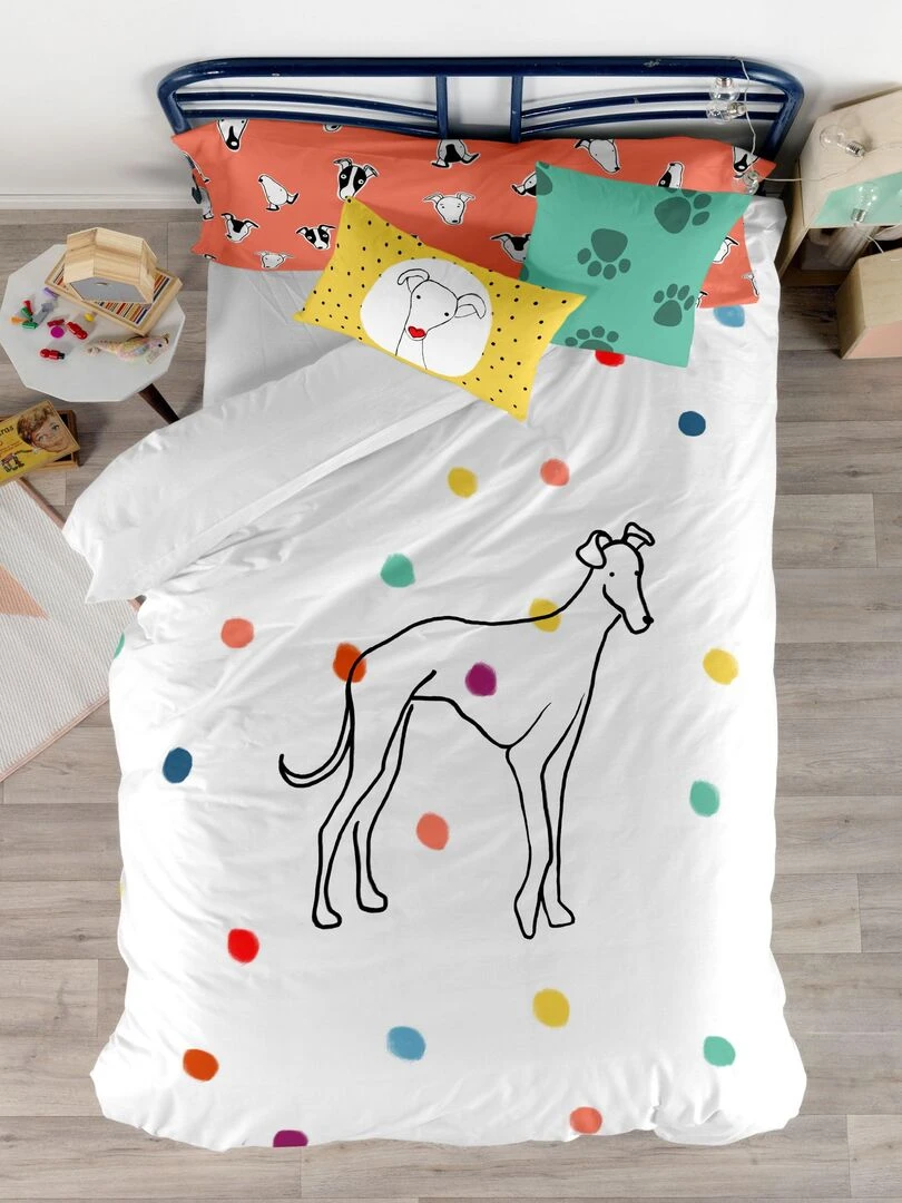 Parure housse de couette 2 pièces Greyhound "Happyfriday"   Blanc