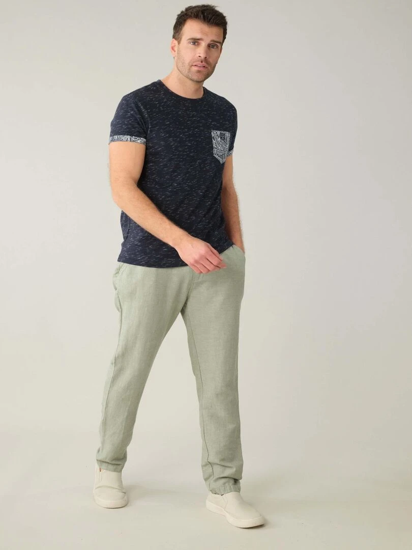 T shirt en coton et col rond pour homme 'Deeluxe'   Bleu marine