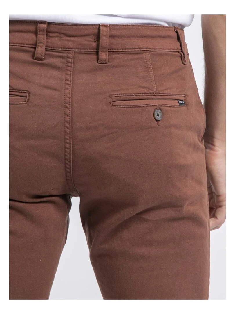 Pantalon chino coupe ajustée VALBACOL   Marron