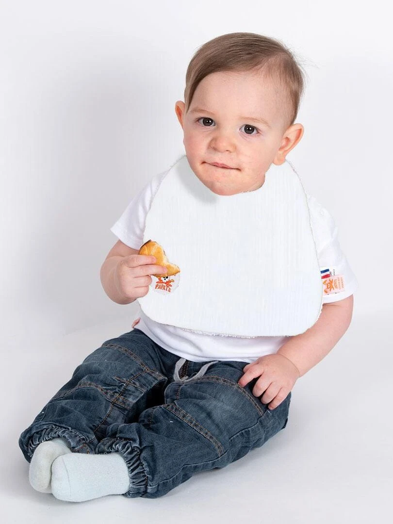 Bavoir en Coton Bio Blanc   Blanc