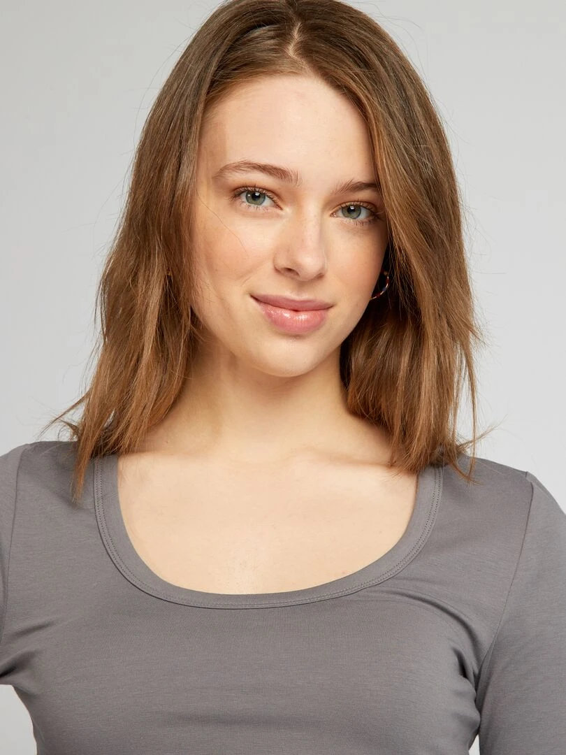 Crop top manches longues   Gris