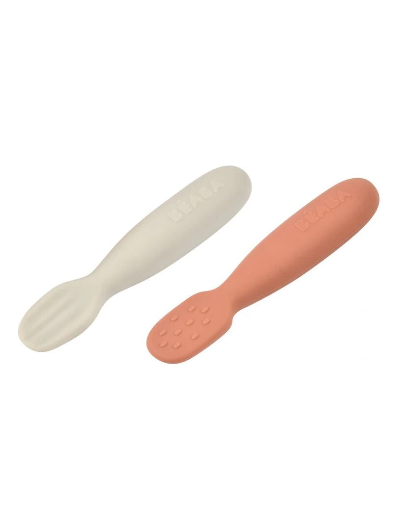 Lot de 2 pré cuillères en silicone terracotta/velvet grey Blanc