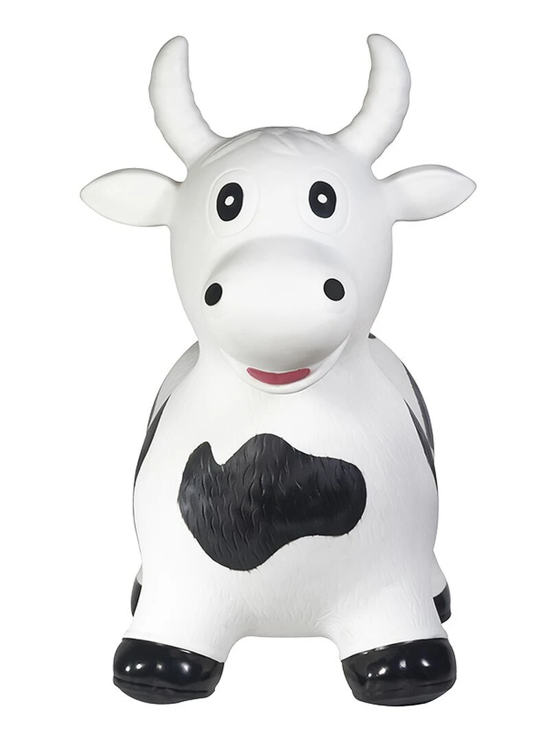 Animal sauteur gonflable en plastique vache   Blanc