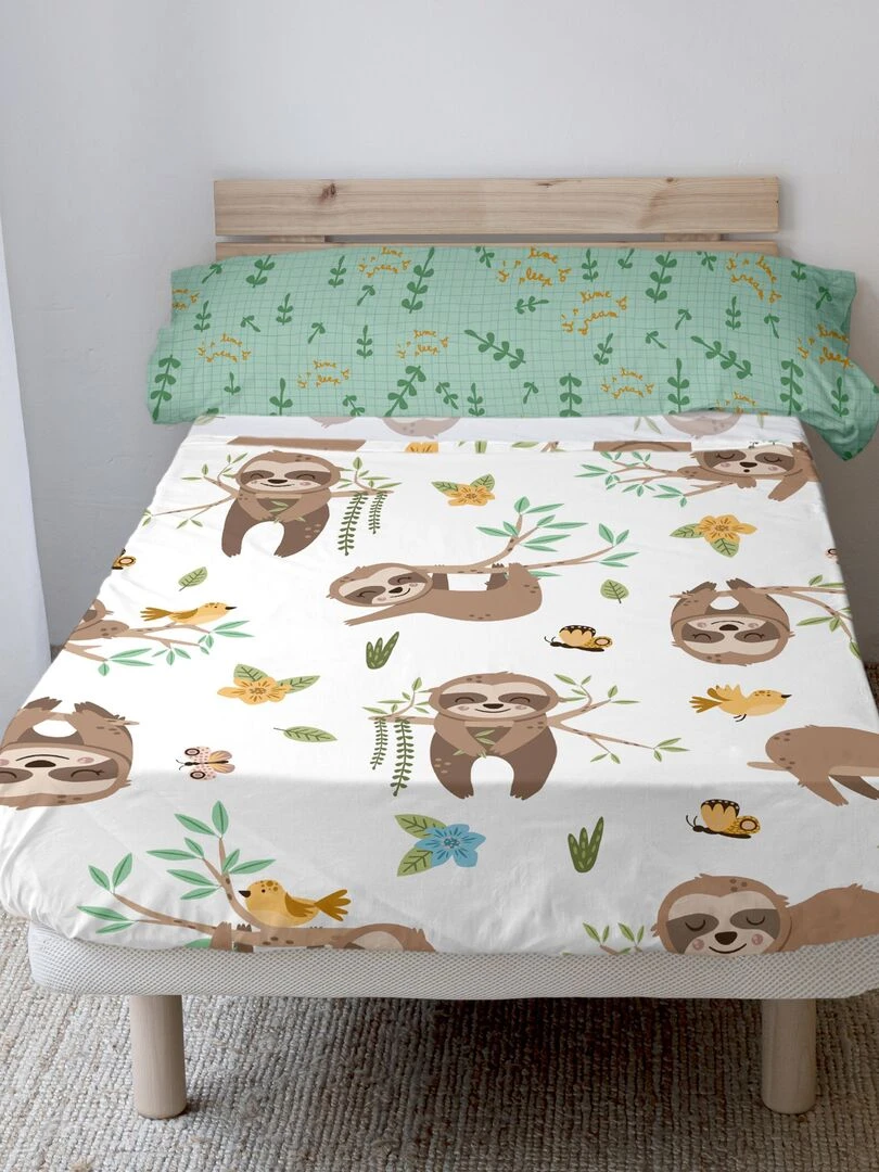 Parure de lit 2 pièces Happy sloth "Happyfriday" Multicolore