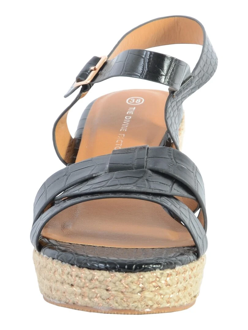 Sandale Compensée The Divine Factory QL4351   Noir