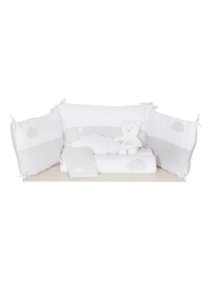 Doudou en velours blanc   SAUTHON   Blanc Gris