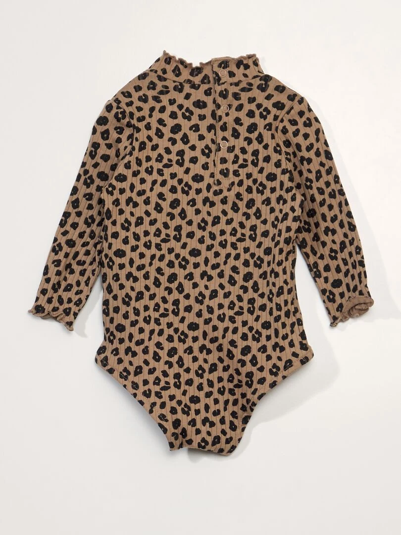 Body léopard à col montant Beige léopard