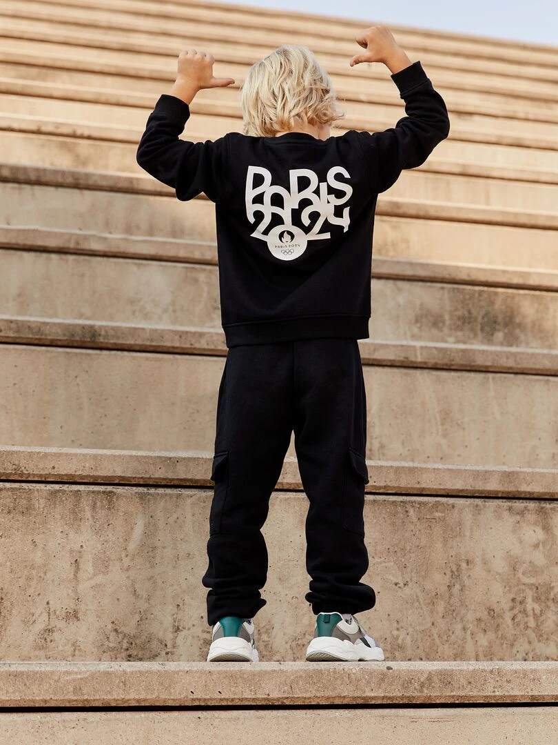 Sweat à col rond en molleton Paris 2024 Noir