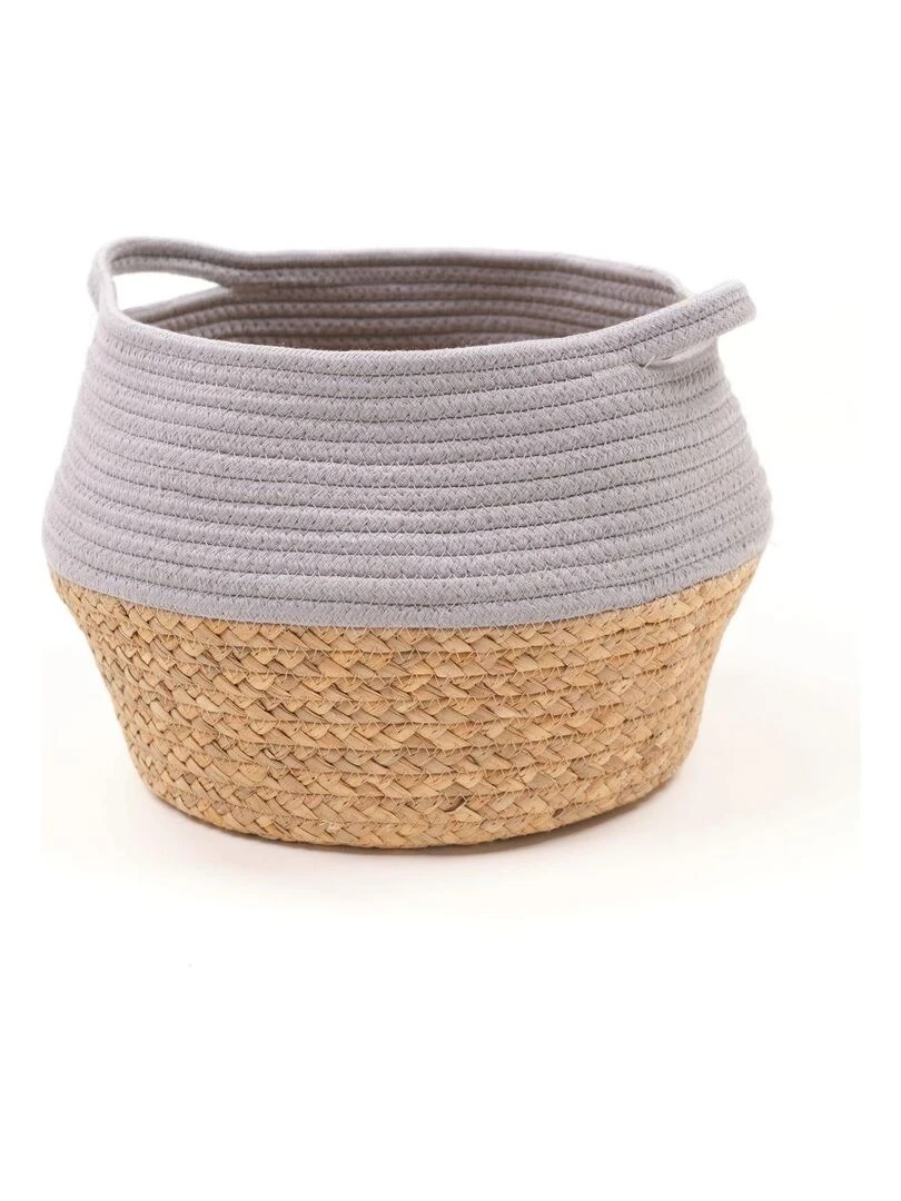 Panier rond tressé 'LA FACTORY' 'TODAY' Gris clair