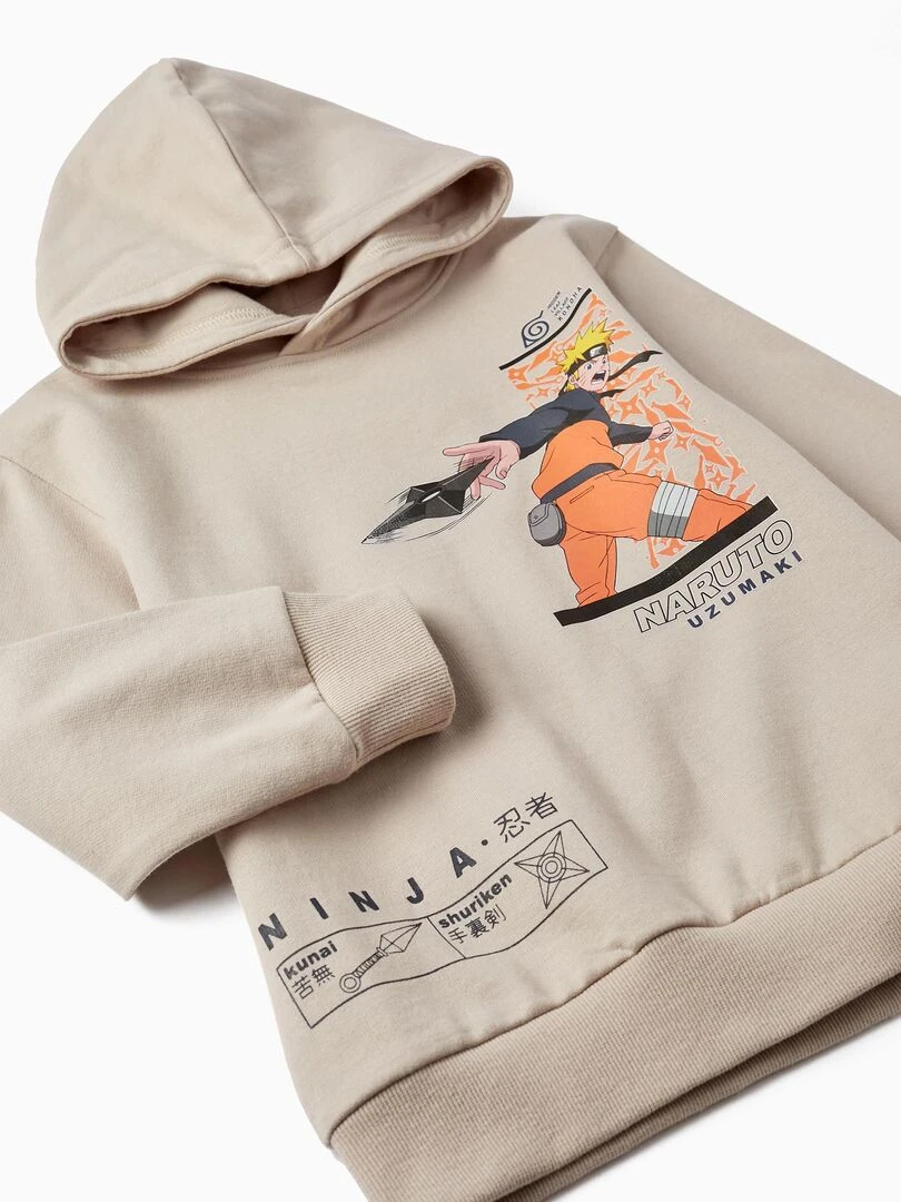 Sweat à capuche en coton pour garçon 'Naruto'  LICENSE   Gris clair