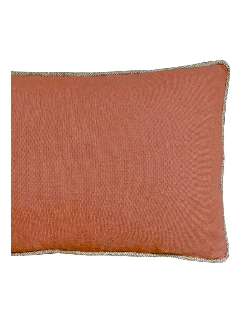 Coussin en coton recyclé avec piping jute 'Deko&co' Rouge brique