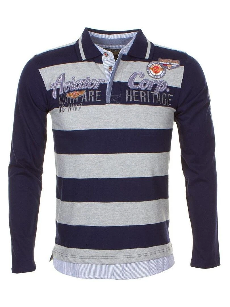 Polo manches longues garçon ECHAGOR HARRY KAYN Noir Bleu marine Gris