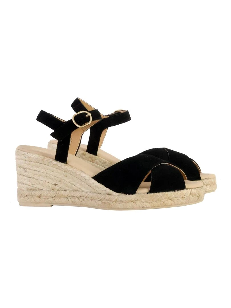 Sandales Compensées Cuir Geox Gelsa   Noir