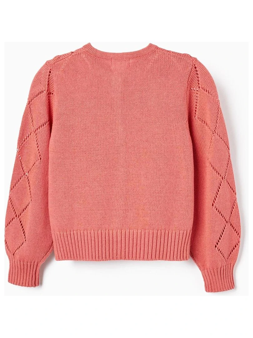 Gilet en Maille de Coton pour Fille ATLANTIC COMPANY Rose