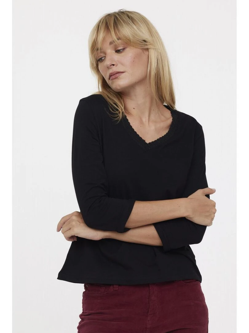 Lee Cooper T Shirt manches longues coton regular ASHIA Noir