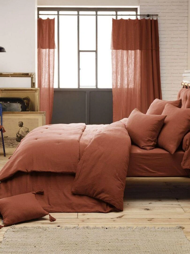 Taie de Traversin en Gaze de Coton   Orange