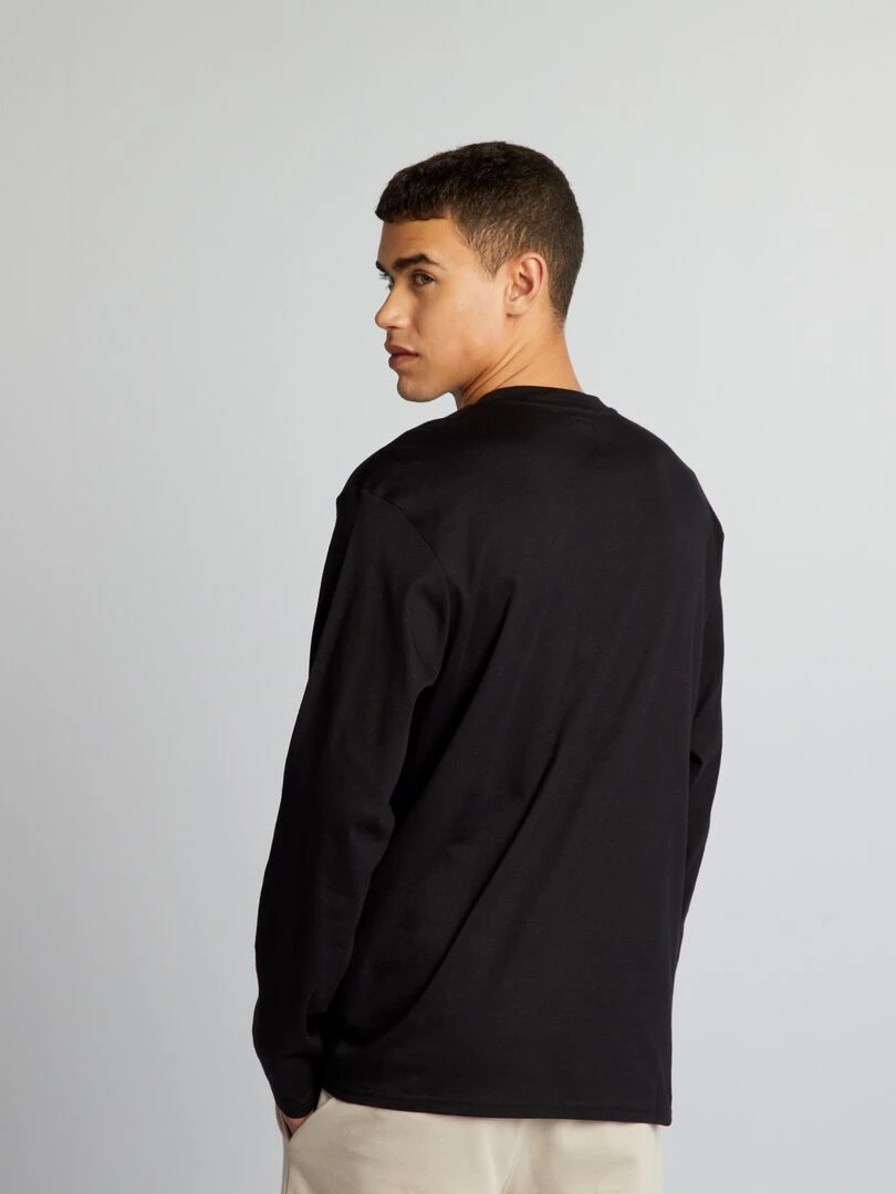 T shirt col tunisien   noir