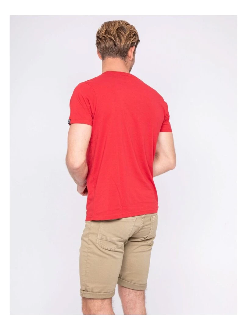 T shirt col rond pur coton NAWAK   Rouge